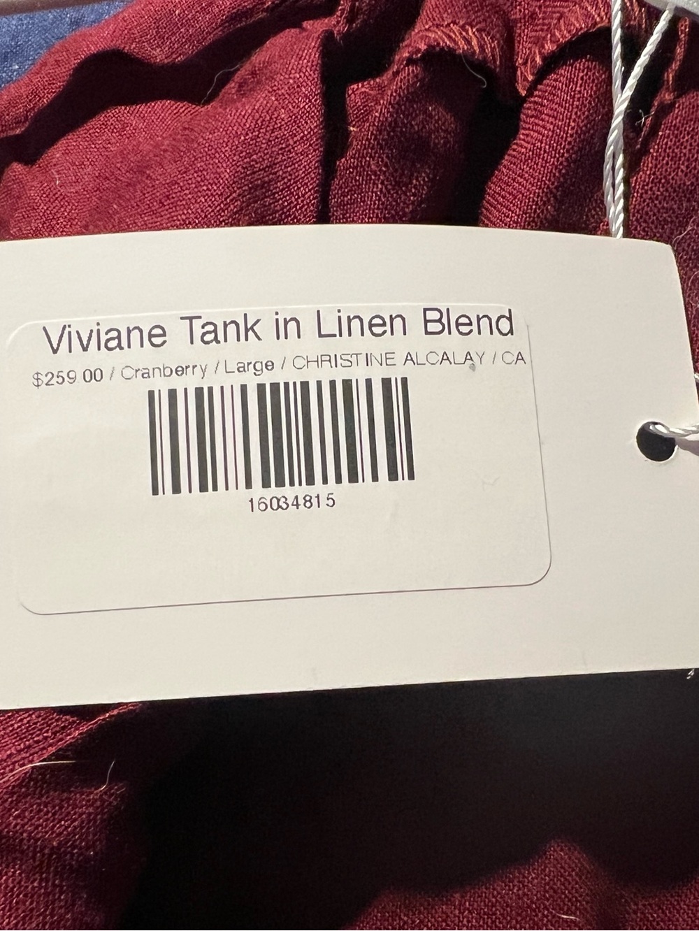 Christine Alcalay Viviene Tank in Cranberry - Sz. l - NWT - Picture 8 of 8